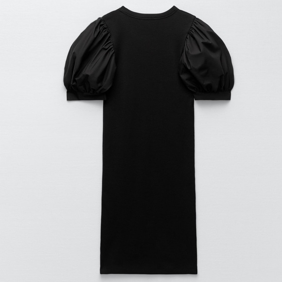 NWT- Zara Black Puff Sleeve Dress Size M - Picture 6 of 10